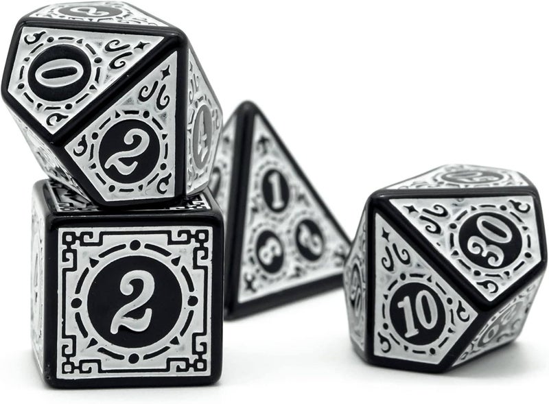 Poludie DND Dice Set -D&D Polyhedral Dice (7 Pcs) with Gift Leather Dice Bag for Dungeons and Dragons Role Playing Dice Games RPGs (Dice-White with Black Edge) - Image 4